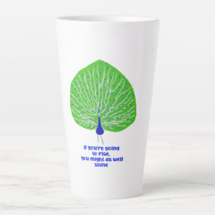 Modern glitter peacock rise & shine inspirational latte mug
