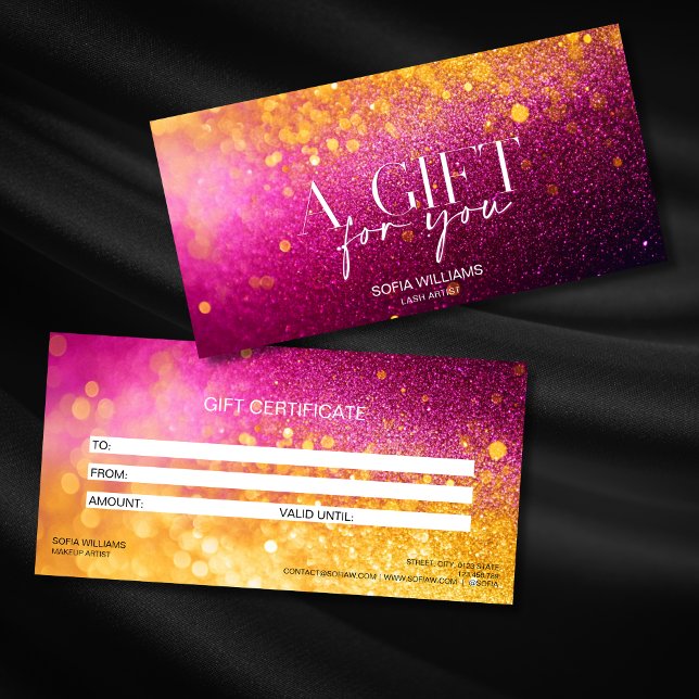 Modern Glitter Pink Certificate Gift Card (Creator Uploaded)