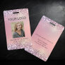 Modern Glitter Pink Employee Photo ID Badge