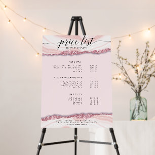Modern, glitter, pink price list  foam board
