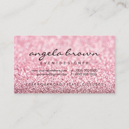 Modern glitter pink rose gold business card