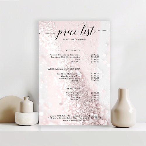 Modern  glitter price list Poster