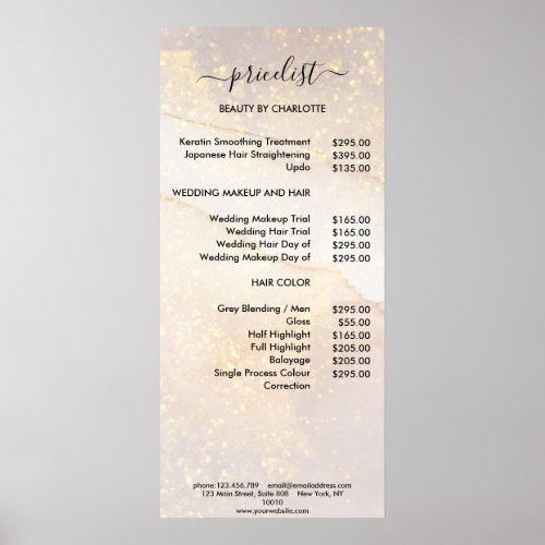 Modern Glitter Pricelist Poster