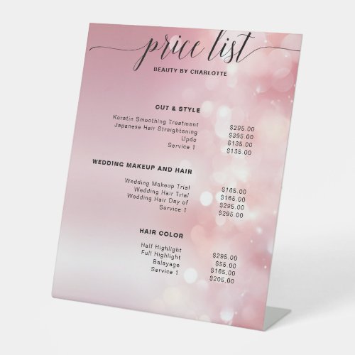 Modern glitter pricelist Sign