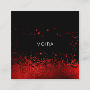 Modern Glitter Red Black Square Business Card