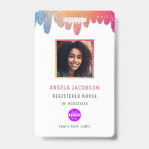 Modern Glitter Registered Nurse Photo Badge