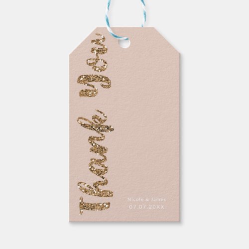 Modern Glitter Rose Gold Blush Glam Thank You Gift Tags