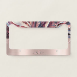 Modern Glitter Rose Gold Monogram Abstract  License Plate Frame