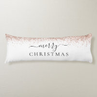 Modern Glitter Rose Gold White Merry Christmas 