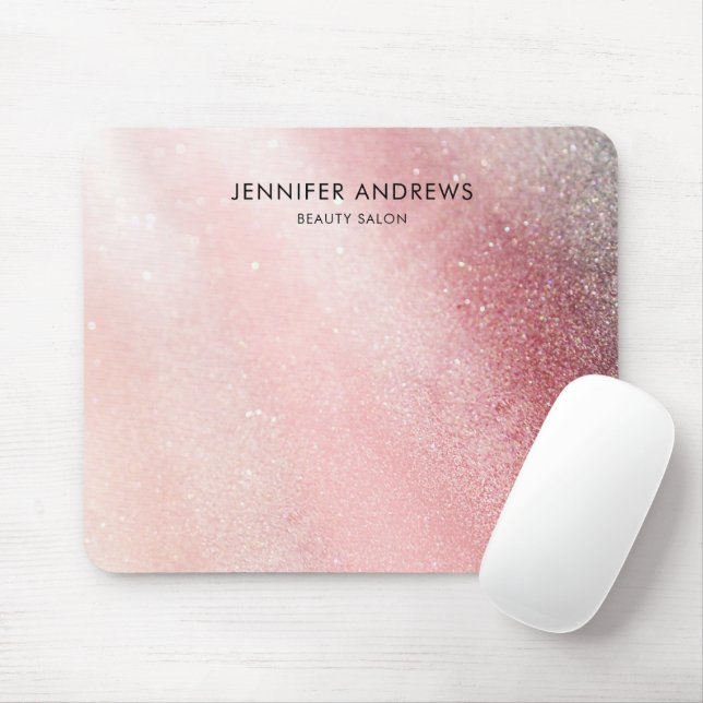 Modern Glitter Salon Light-Pink Mouse Pad (With Mouse)