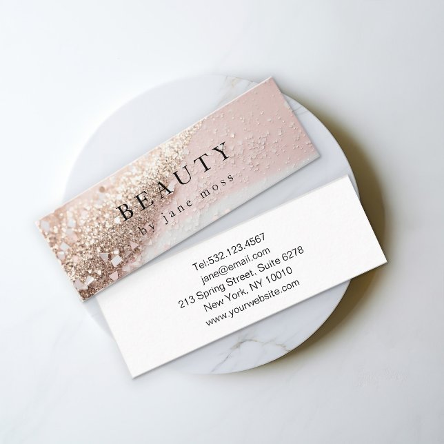Modern Glitter Salon Mini Business Card (Creator Uploaded)