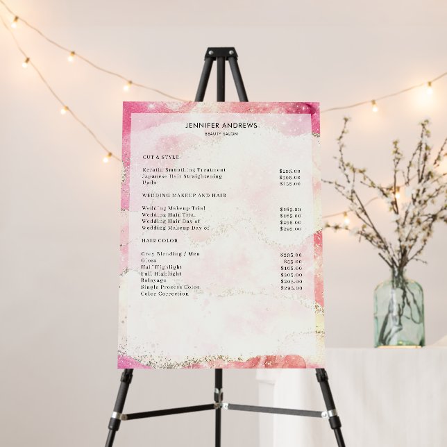 Modern Glitter Salon Price List  Foam Board (In Situ (Stand))