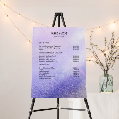 Modern Glitter Salon Price List  Foam Board