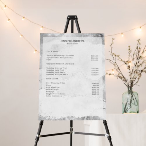 Modern Glitter Salon Price List  Foam Board
