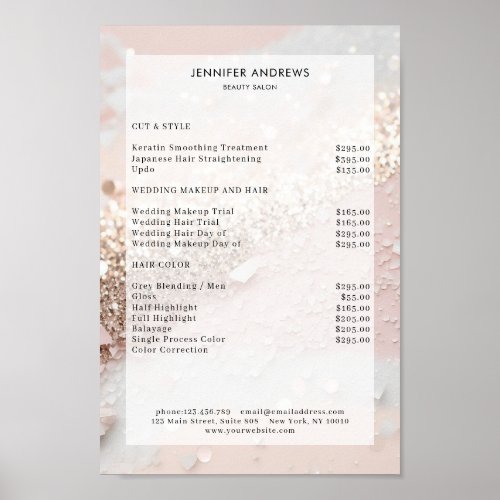 Modern  Glitter Salon Price List Poster