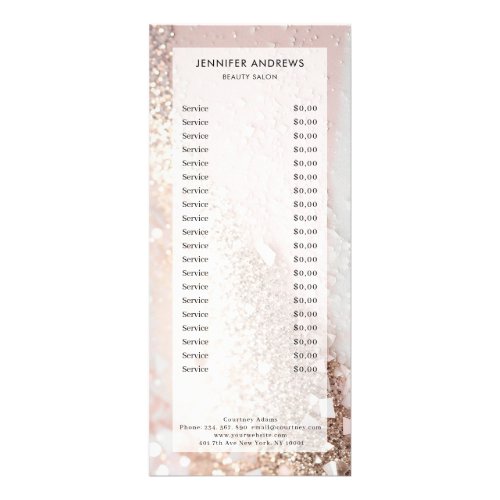 Modern Glitter Salon Price List  Rack Card