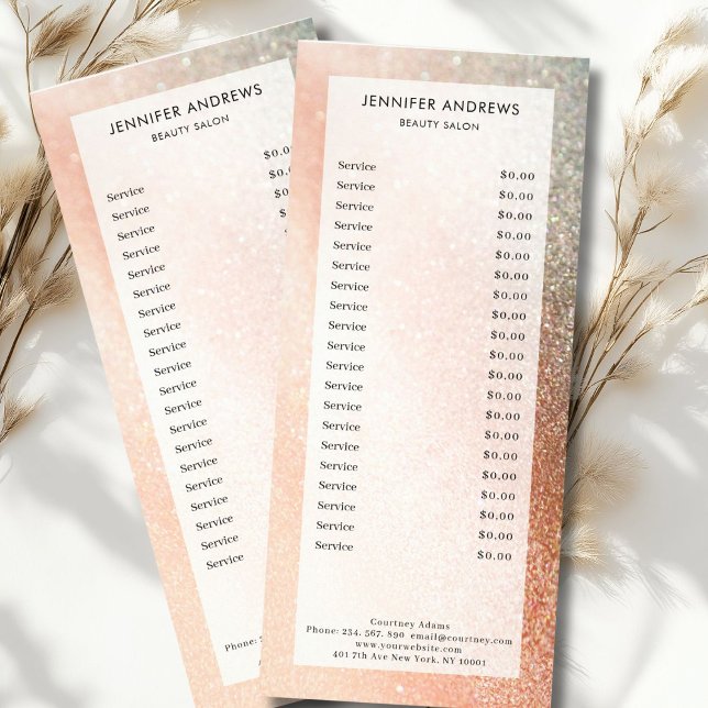 Modern, glitter, salon, pricelist rack card (Modern, glitter, salon, pricelist rack card)