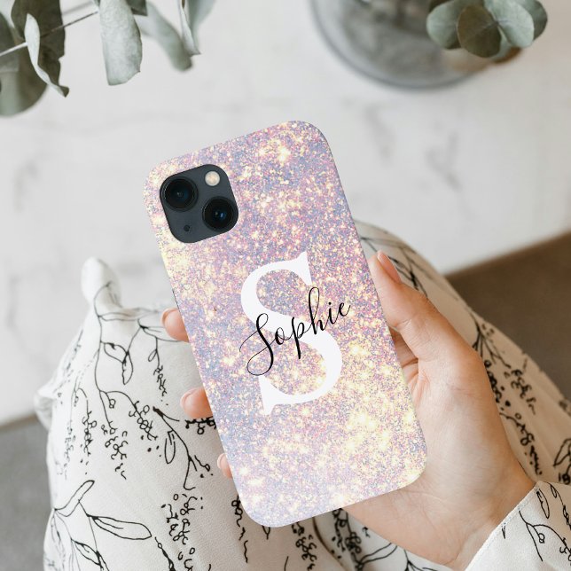 Modern Glitter Spark  | Personal Initial Girly  Case-Mate iPhone Case (Creator Uploaded)