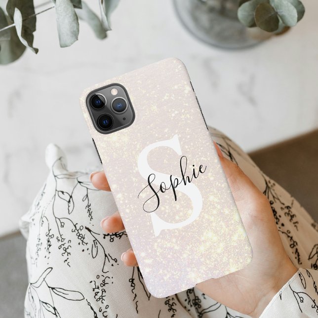 Modern Glitter Spark  | Personal Initial Girly  iP iPhone Case (Creator Uploaded)