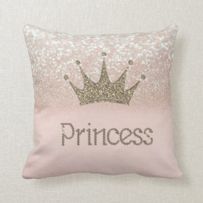 Modern Glitter Tiara,Princess, Glitter Bokeh Throw Pillow