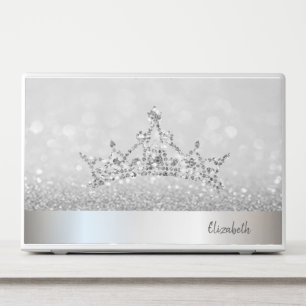 Modern Glitter Tiara Silver Glitter Bokeh HP Laptop Skin