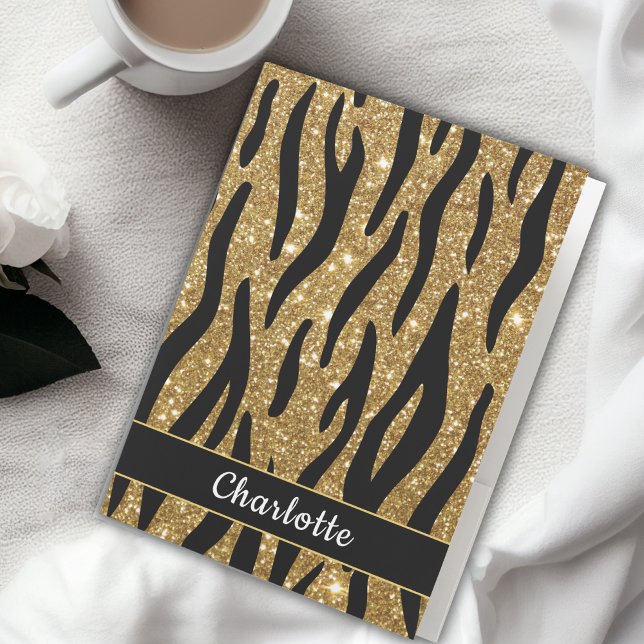 Modern Glitter Tiger Stripe School Office Pocket Folder (Creator Uploaded)