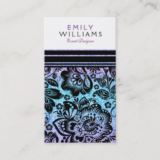 Modern Glitter & Vintage Black Damasks Business Card