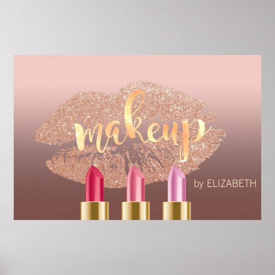 Modern Glittery Lips,Lipsticks ,Makeup artist Poster