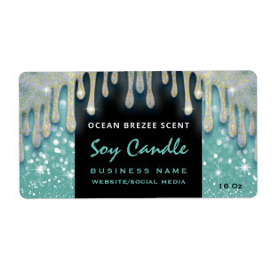 Modern glittery script  soy candle label