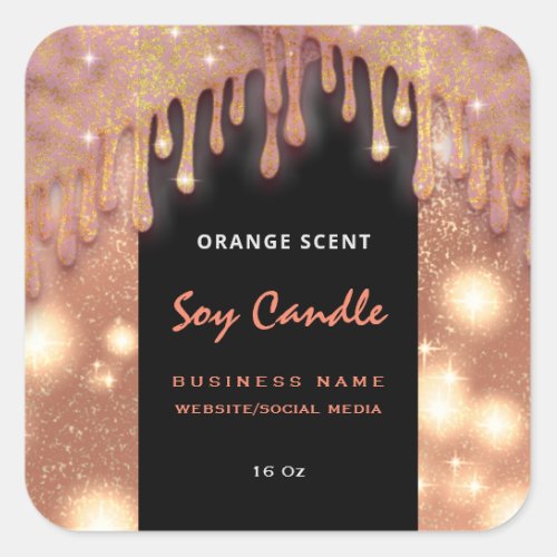 Modern glittery script  soy candle label
