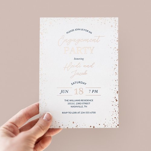 Modern Glitz Engagement Party Foil Invitation