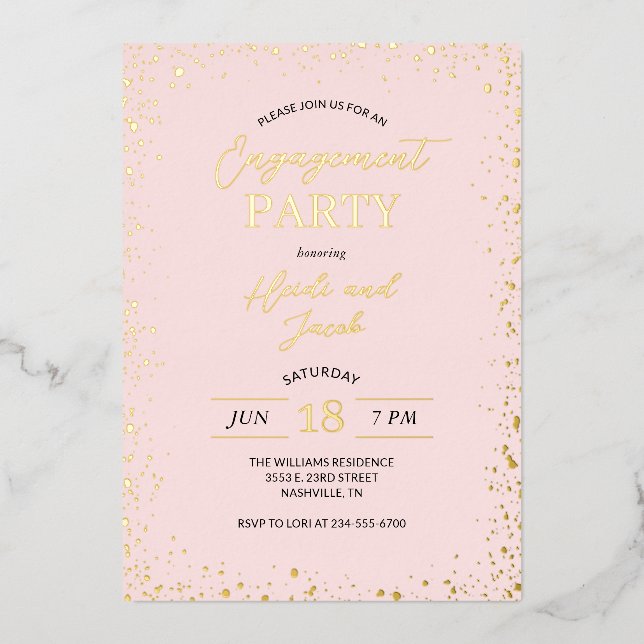 Modern Glitz Engagement Party Invitation Foil Invi Foil Invitation (Front)