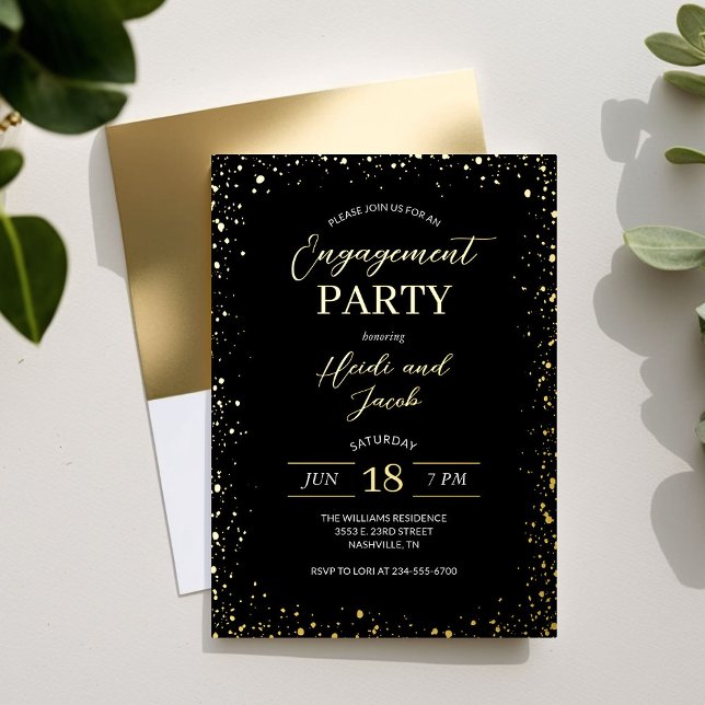 Modern Glitz Engagement Party Invitation Foil Invi Foil Invitation (Creator Uploaded)