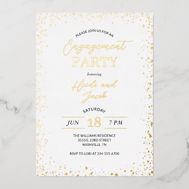 Modern Glitz Engagement Party Invitation Foil Invitation (Front)