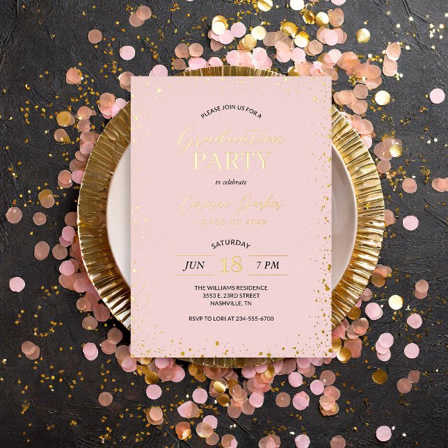 Modern Glitz Graduation Party Foil Invitation (Creator Uploaded)