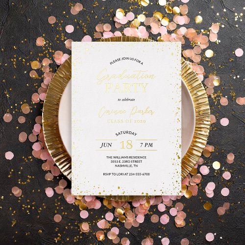 Modern Glitz Graduation Party Foil Invitation