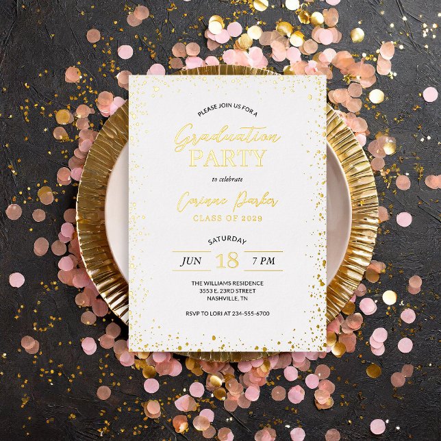 Modern Glitz Graduation Party Foil Invitation (Creator Uploaded)