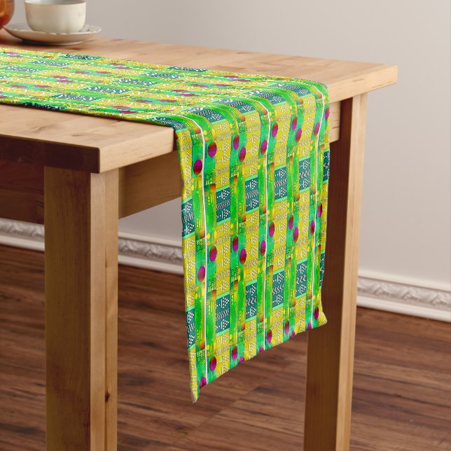 Modern Global Geometry – Contemporary Pattern Short Table Runner (In Situ)