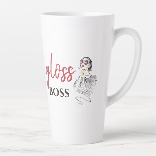 Modern Gloss Boss Girl Black Red Funny World Art Latte Mug