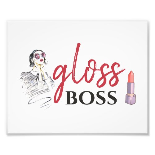 Modern Gloss Boss Girl Black Red Funny World Art Photo Print