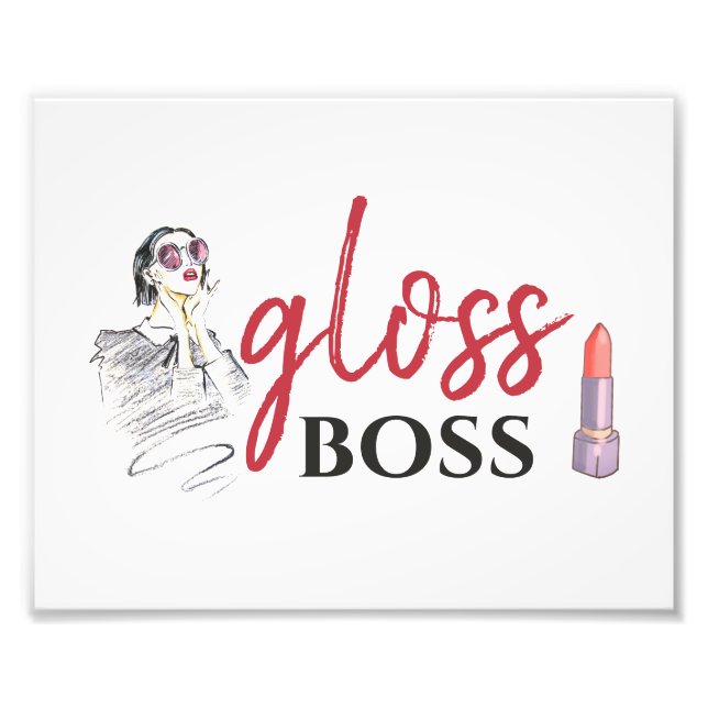 Modern Gloss Boss Girl Black Red Funny World Art Photo Print (Front)