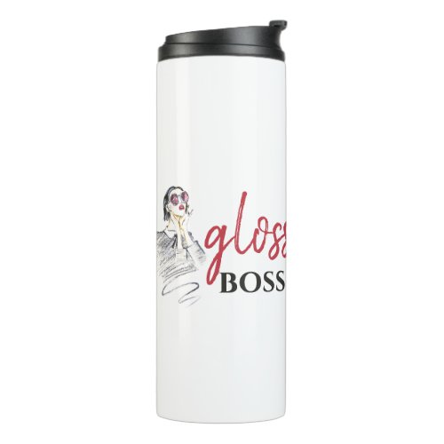Modern Gloss Boss Girl Black Red Funny World Art Thermal Tumbler