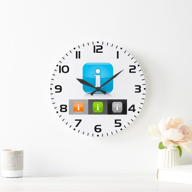 Modern Glossy Information Symbols Large Clock (Creator Uploaded)