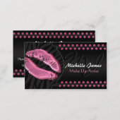 Modern Glossy Lips Zebra Monogram Make Up Artist Business Card (Front/Back)