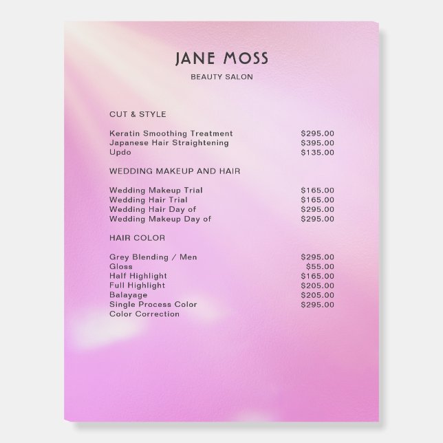 Modern Glow Salon Foam Board (Front)