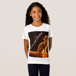 Modern glow tabby cat blue eyes fantasy art T-Shirt
