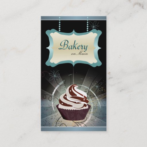 Customizable Modern Glowing Bakery &amp; Cupcake Business Card