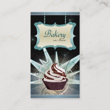 Modern Glowing Bakery & Cupcake Business Card by OLPamPam at Zazzle