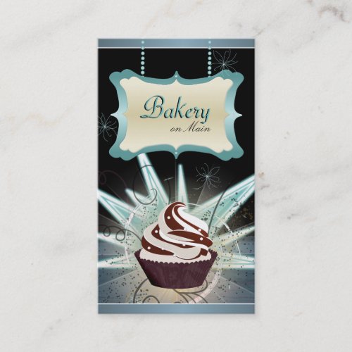 Modern Glowing Bakery &amp; Cupcake Business Card