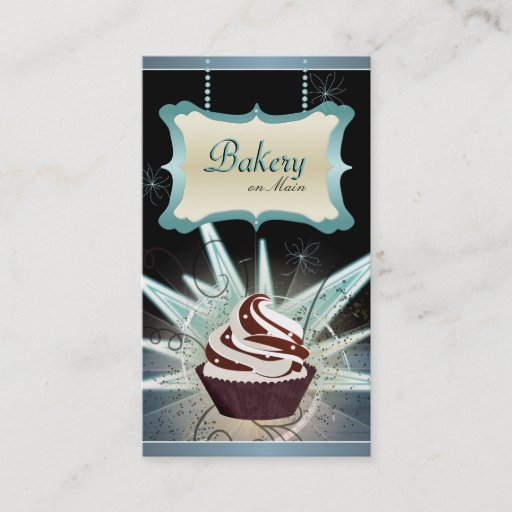 Customizable Modern Glowing Bakery &amp; Cupcake Business Card